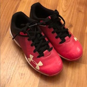 Pink Under Armour cleats size 10